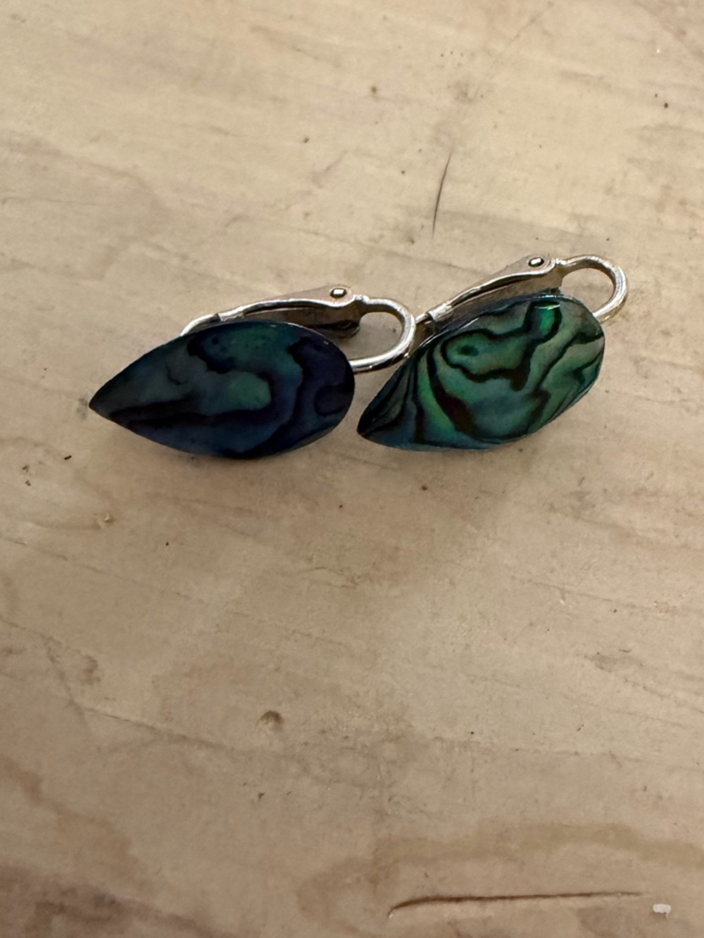 Teardrop Shell Clip-On Earrings - Green Blue